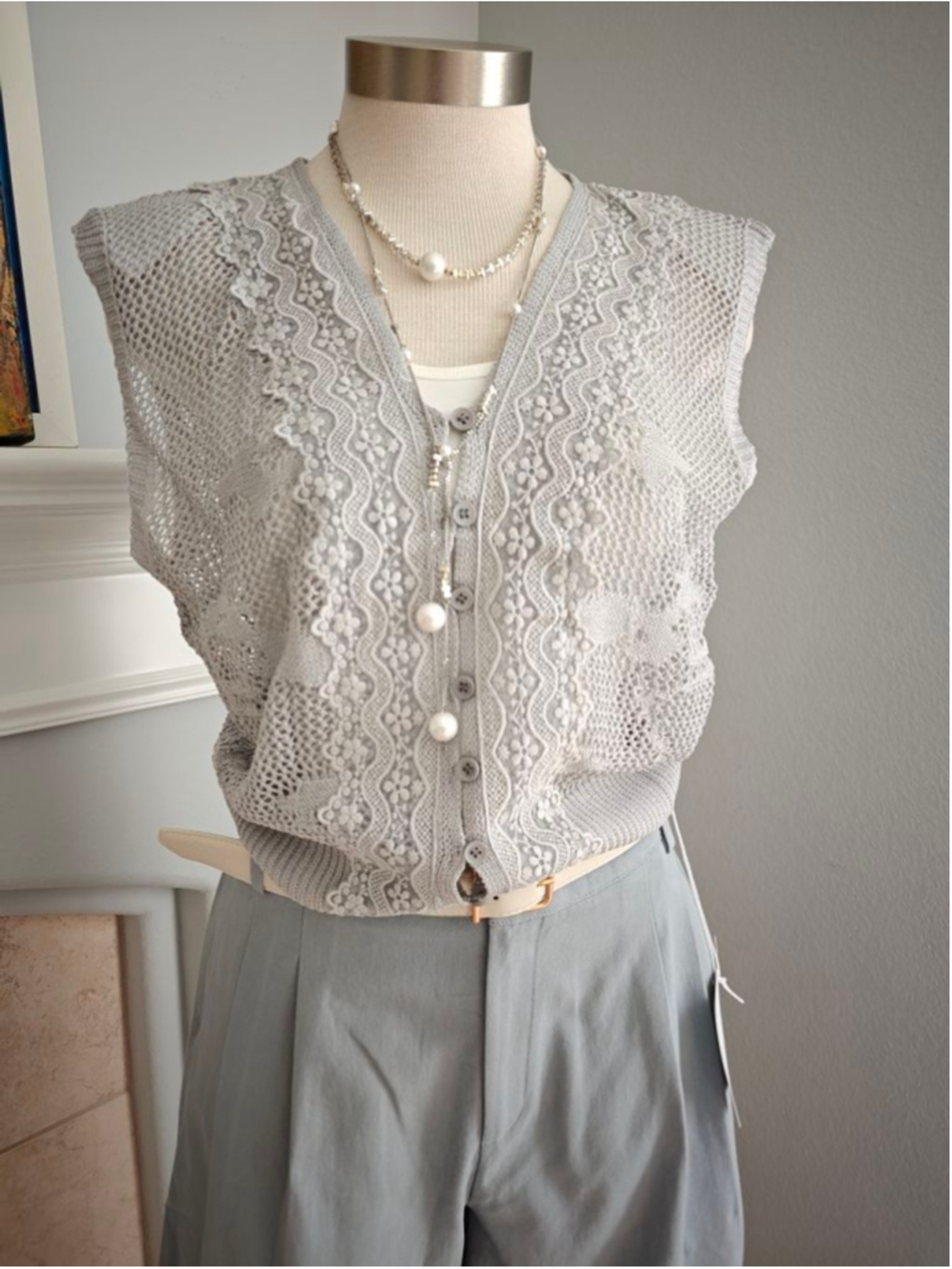 Romantic Lace Knit Vest Top